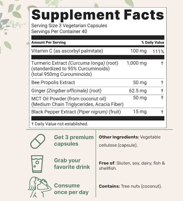 Miniatura 4 de CURCUMIN TURMERIC 120 CAPSULAS
